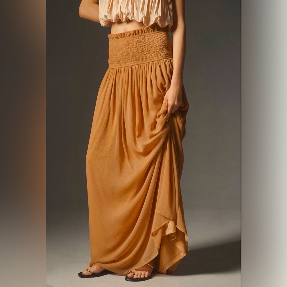 ANTHROPOLOGIE Smocked Sheer Maxi Skirt